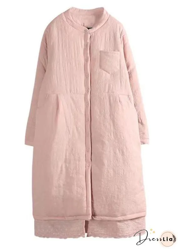 Handmade Pink Pockets Patchwork Fine Cotton Filled Coats Winter