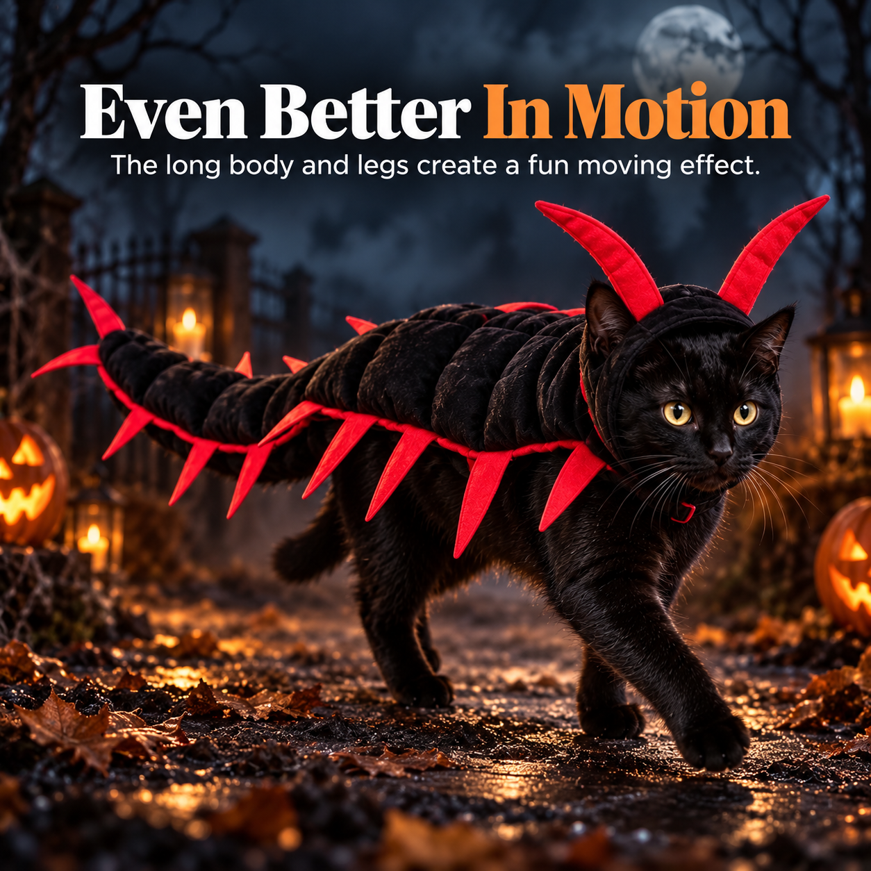 3D padded centipede pet costume details