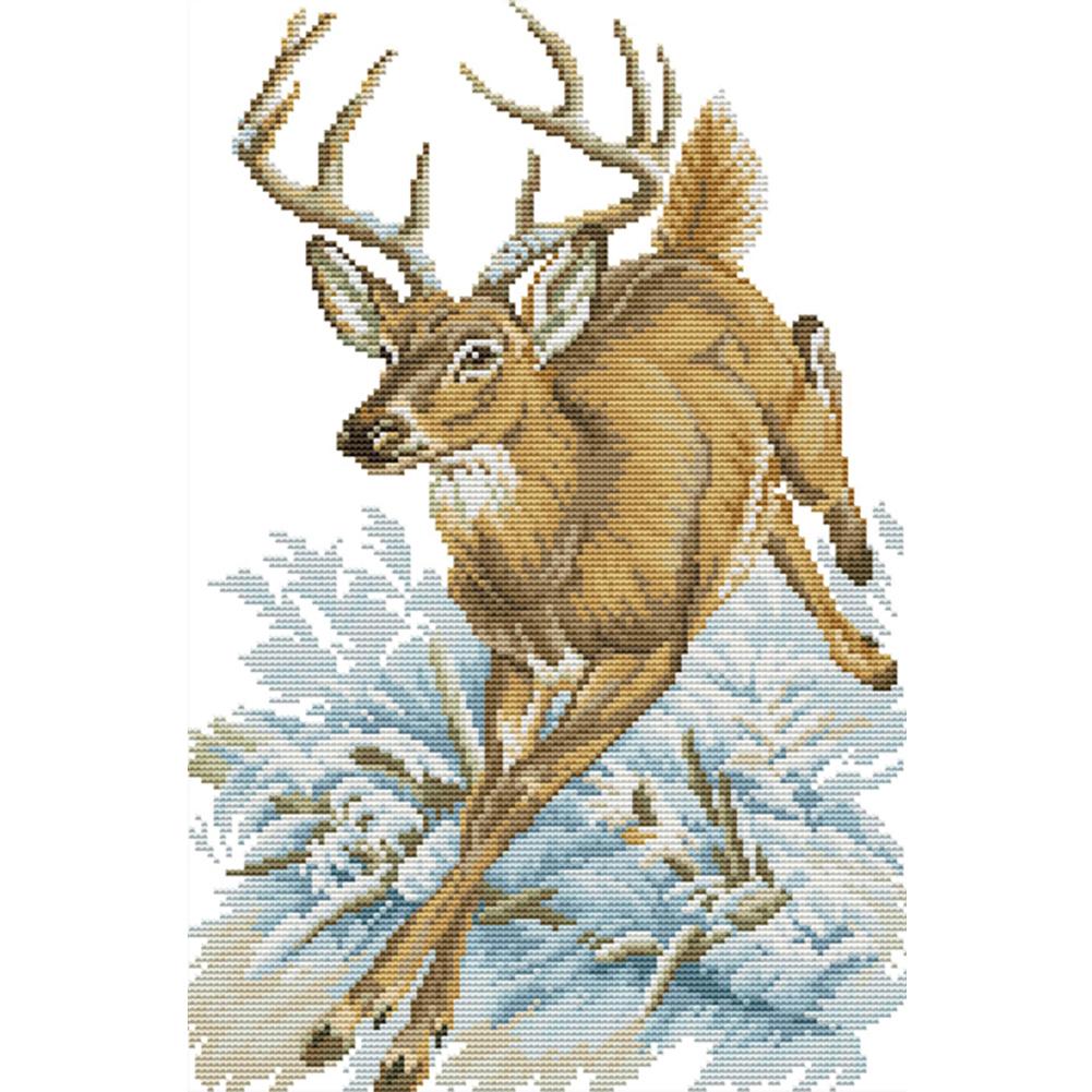 

Running Deer - 14CT Stamped Cross Stitch - 29*41cm, 501 Original