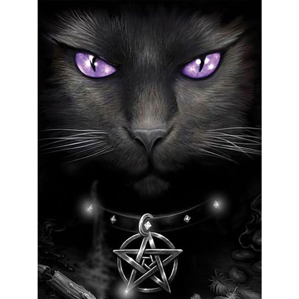 

(Multi-Size) Purple Eyes Cat - Round/Square Drill Diamond Painting, Round diamond 40*50cm, 501 Original