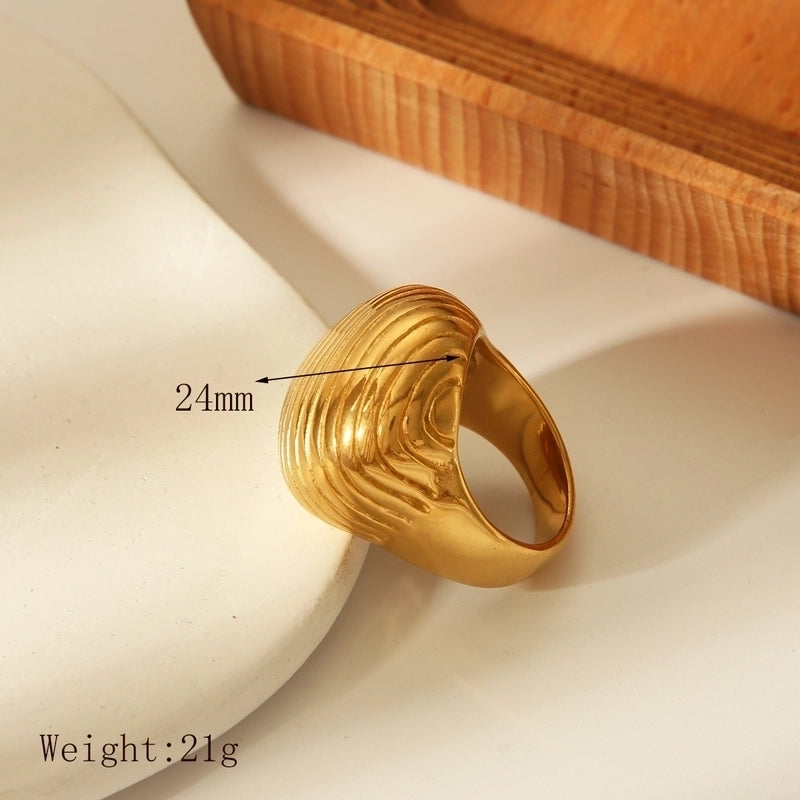 Vintage Style Exaggerated Oval 304 Stainless Steel 18K Gold Plated Rings