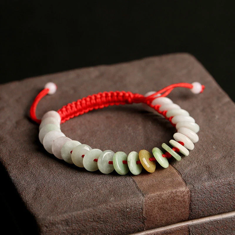Natural Cyan Jade Luck String Bracelet
