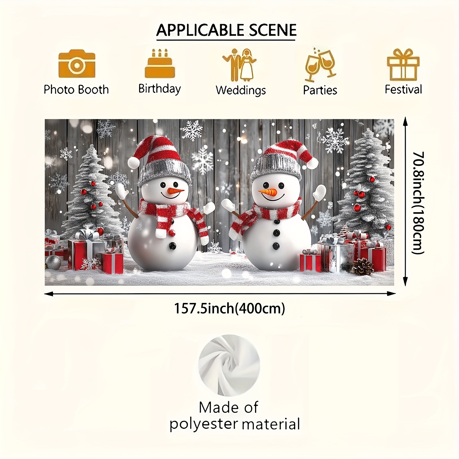 Tegooe Jumbo Snowman Christmas Garage Door Mural Festive Outdoor Holiday Banner for Home