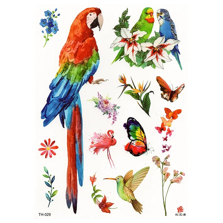 New Design Parrot Fake Tattoo for Adult Original Waterproof Temporary Arm Tatoo Stickers Body Art Bird Tattoos