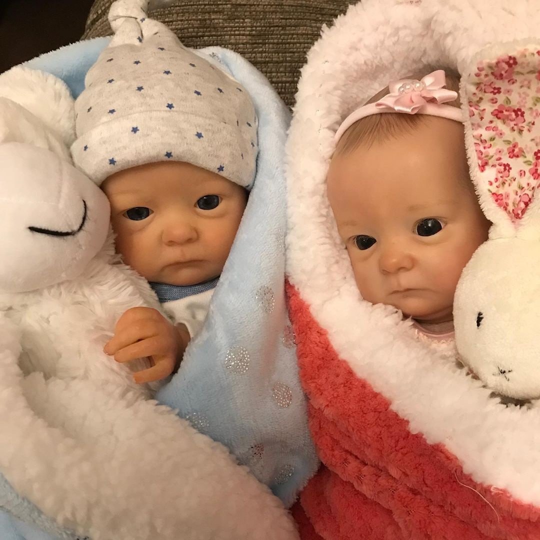 16 Inches Realistic Ella and Una Open Eyes Reborn Twins-Tink Series