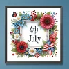 Independence Day Flag and Flowers - Crystal Rhinestone Diamond Painting
