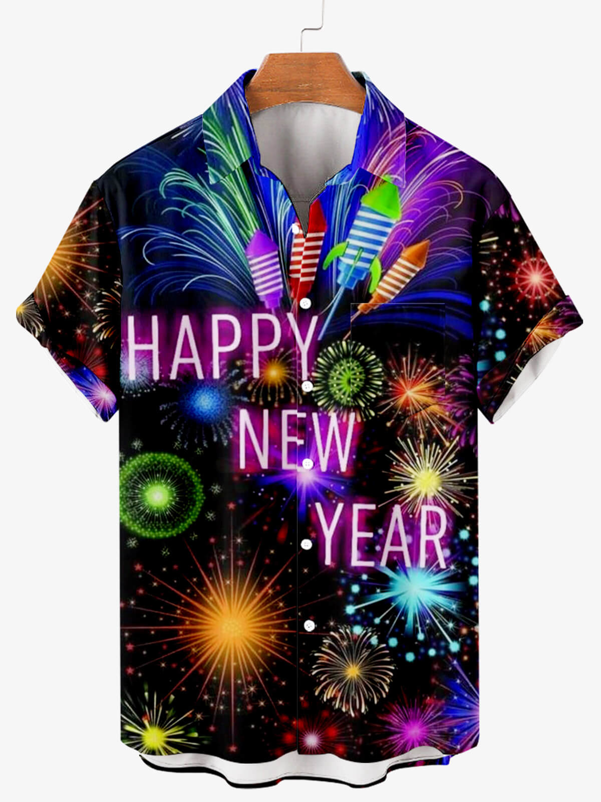 Men's Celebrate Merry Christmas and Happy New Year Short Sleeve Shirt PLUSCLOTHESMAN