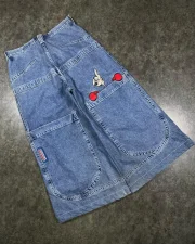 Bjmingjian Y2K Baggy Jeans Men's American Retro Embroidery High Quality Jeans Goth Trend Hip Hop Harajuku Wide Leg Pants Streetwear Pants