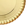 10 Pack | Round Heavy Duty Paper Charger Plates, Scallop Rim 13" Gold, Disposable Serving Trays - 1100 GSM