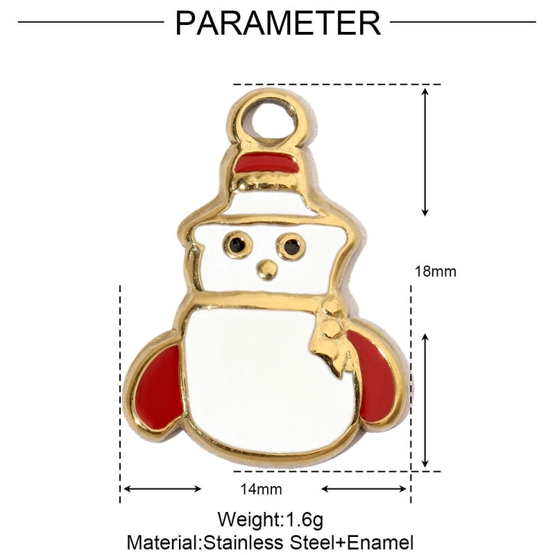 3 PCS/Package 13 * 20mm 14*27mm 28*39mm Titanium Steel Rhinestones Santa Claus Cherry Snowman Pendant Jewelry Accessories