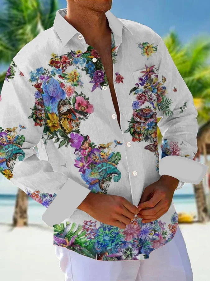 Men's Casual Printed Long Sleeve Shirt
