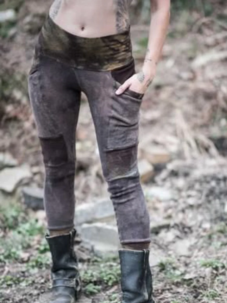 Casual Pockets Solid Pants