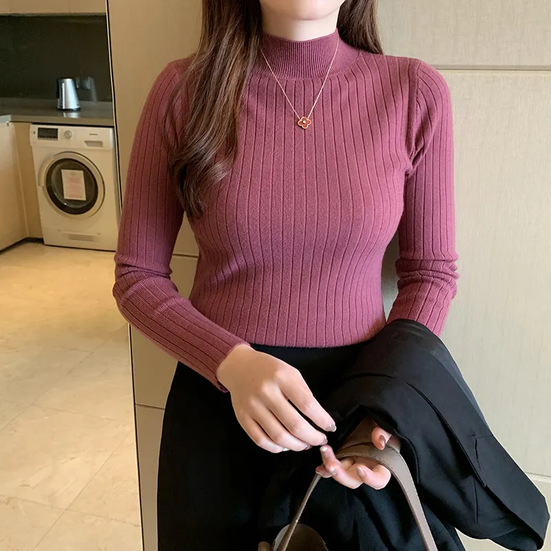 Uveng Uveng Collar Bottomed Bottom Shirt Women With Thin 2025 Autumn And Winter 2025 New Long-Sleeved Knitted Shirt