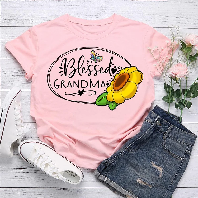 Blessed Grandma Sunflower T-Shirt-07952