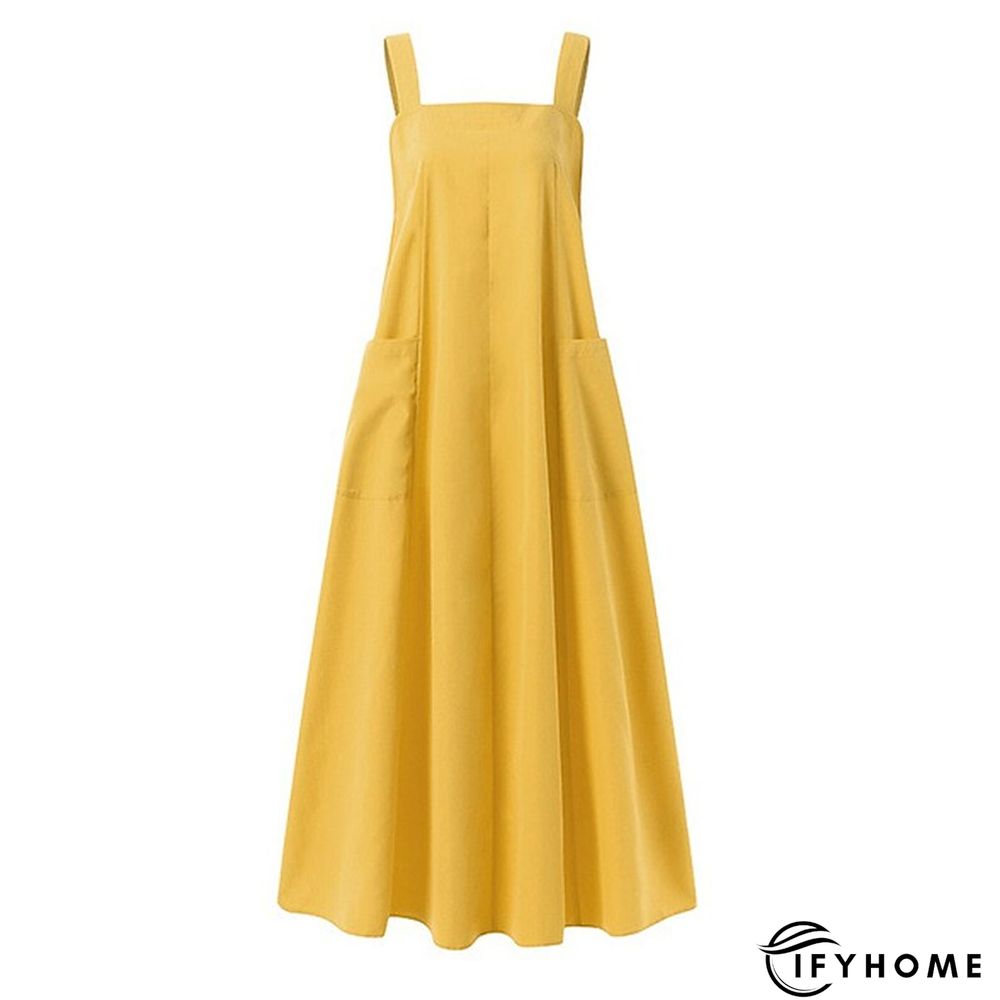 Women's Long Dress Maxi Dress Casual Dress Swing Dress Black Dress Pure Color Fashion Casual Outdoor Daily Date Backless Pocket Sleeveless Strap Dress Regular Fit Black White Yellow Spring Summer S M | IFYHOME