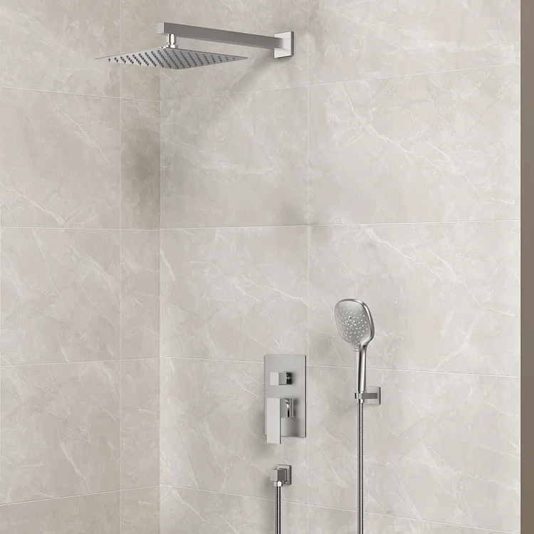 M6646NI-10BL EVERSTEIN 10" Wall Mount Rainfall Shower System | High-Pressure, Anti-Scald, Handheld Spray