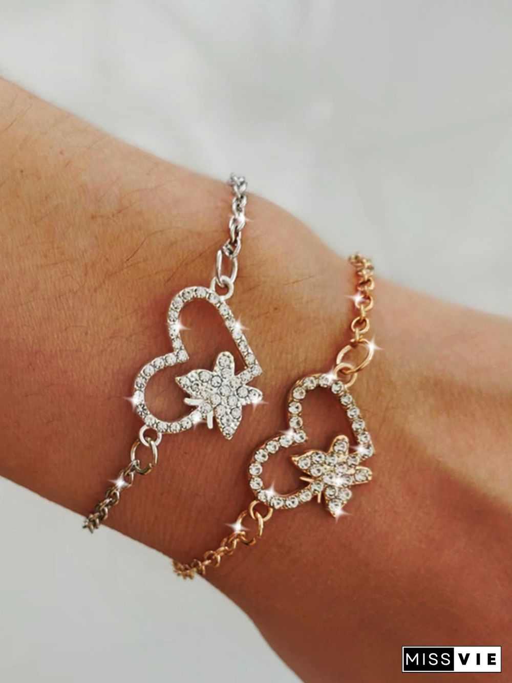 Vintage Rhinestone Heart Bracelet