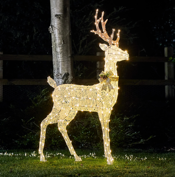 🔥kukelife🔥Harewood White Spun Cotton Stag Light Up Reindeer 31v