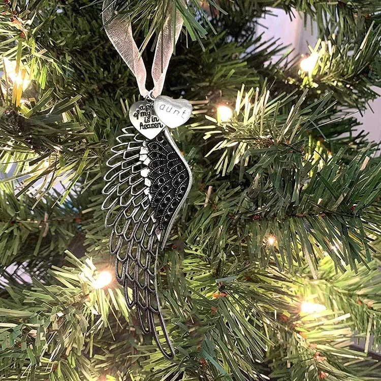 "A Piece Of My Heart Is In Heaven"Wings Christmas Memorial Ornament Gifts For Family
