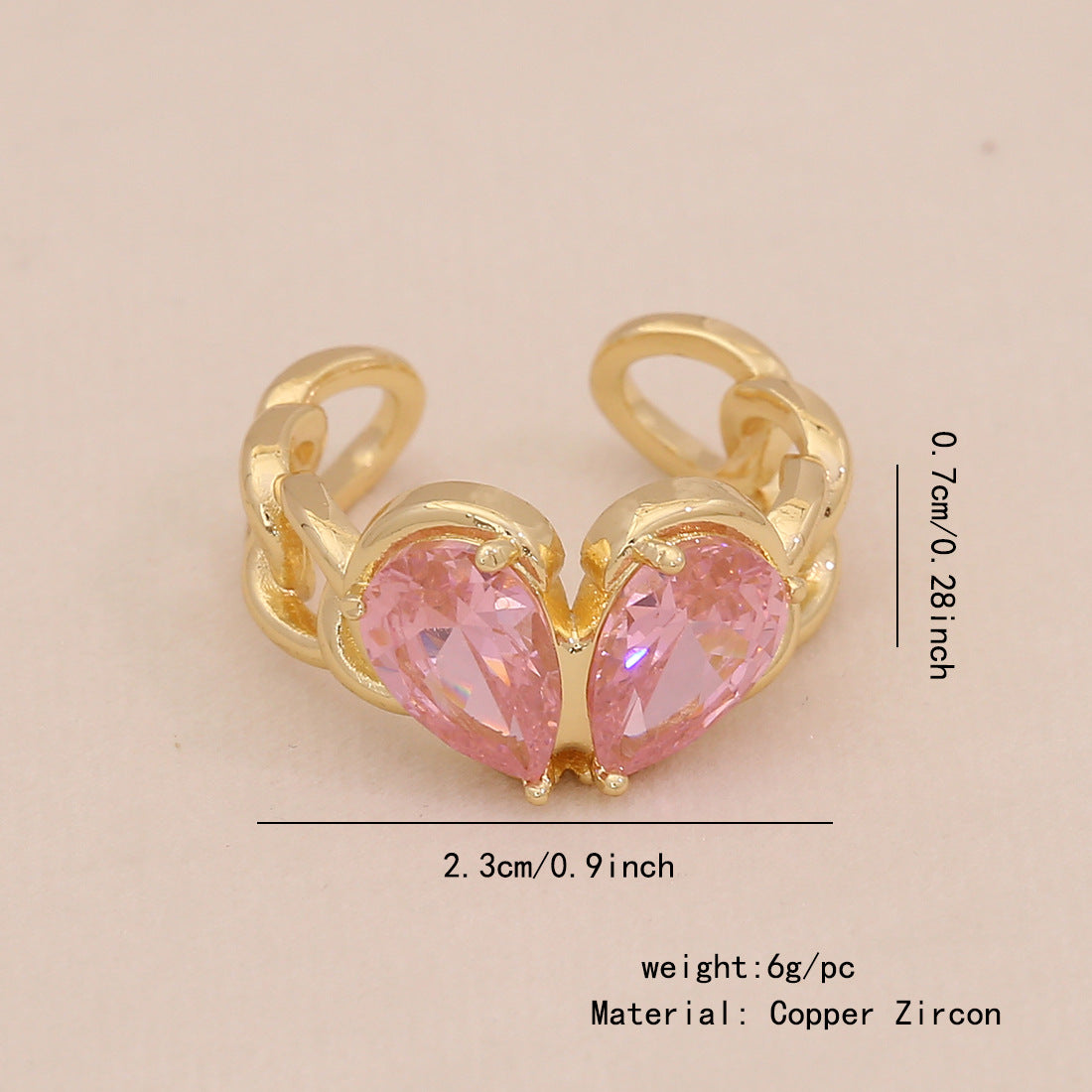 All-Match Love Zircon Open Ring Female All-Match Ins Style Bow Female Ring R118