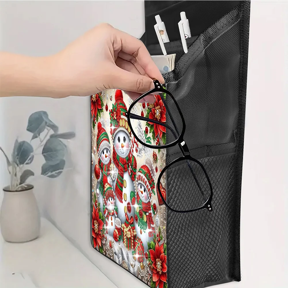 5D DIY Snowman Family Diamond Painting Hanging Storage Bag Diamond Art Organizer Box Home Decor 