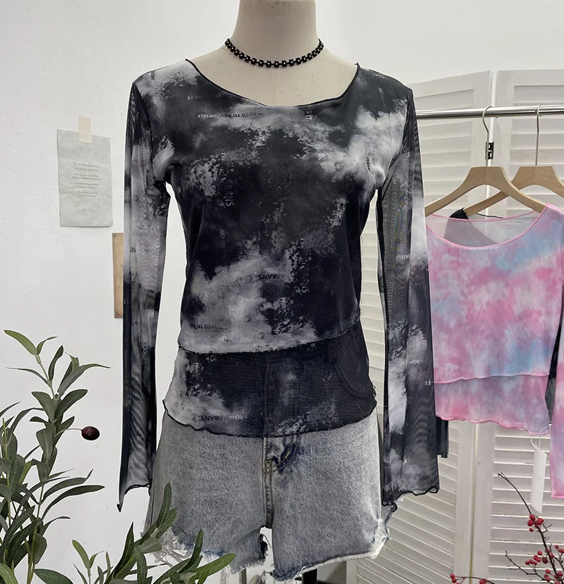 Nigikala Nigikala Sunscreen Mesh Yarn Women 2025 Summer New Long-Sleeved T-Shirt 6920