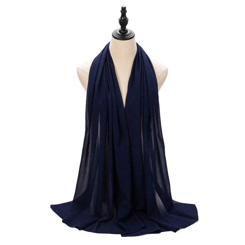 Hot Pearl Chiffon Yarn Muslim Women Hijab Silk Scarf Hui Turban Plain Long Scarf