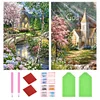 2Pcs/set Diamond Painting-5D Full Round Drill Country House(70*40 CM)
