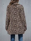 Leopard Print Lapel Long Sleeve Warm Coat