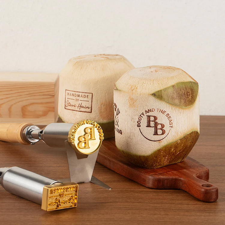 Custom Coconut Branding Iron Food Branding Iron for Small Business Adjustable Temperature Heated Food Stamp Personalized Electric Logo Iron 