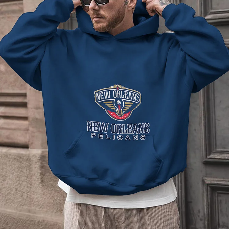 New Orleans Pelicans Printed Hooded Pocket Pullover Hoodie