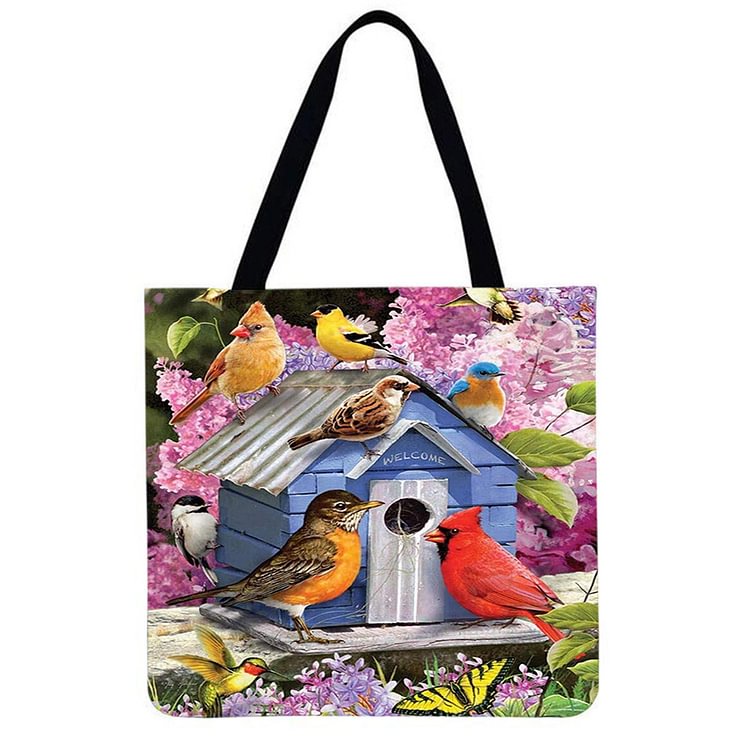 Birds home - Linen Tote Bag