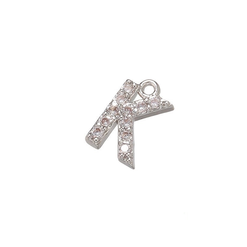 1 Piece 925 Sterling Silver Zircon 22K Gold Plated Rhodium Plated Letter Pendant Charms