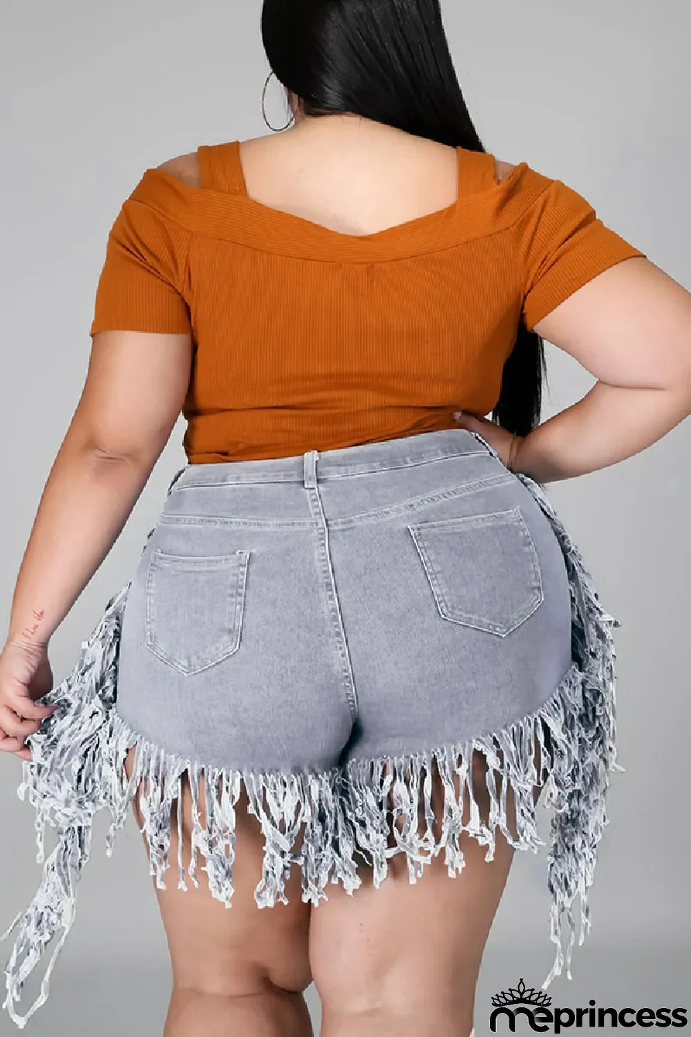 Yellow Fashion Casual Solid Tassel Plus Size Jeans