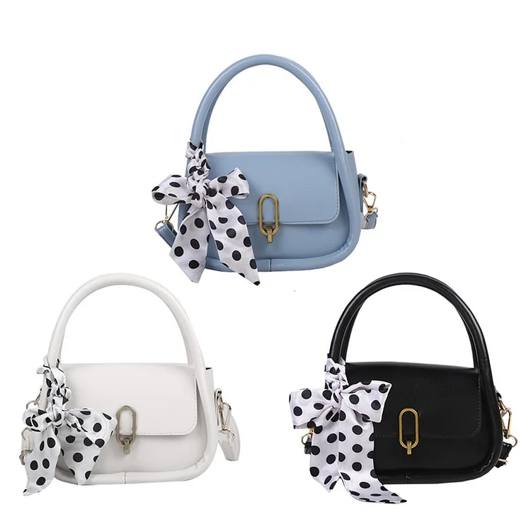 Women PU Pure Color Silk Scarf Shoulder Bag Casual Ladies Small Handbags-Annaletters