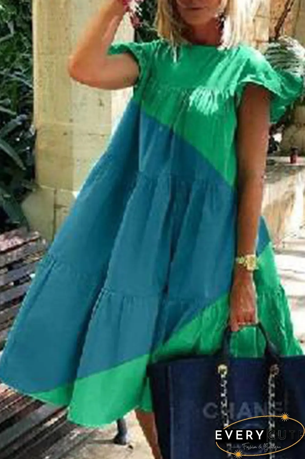 Fashion Casual Solid Split Joint O Neck Princess Dresses(3 Colors)