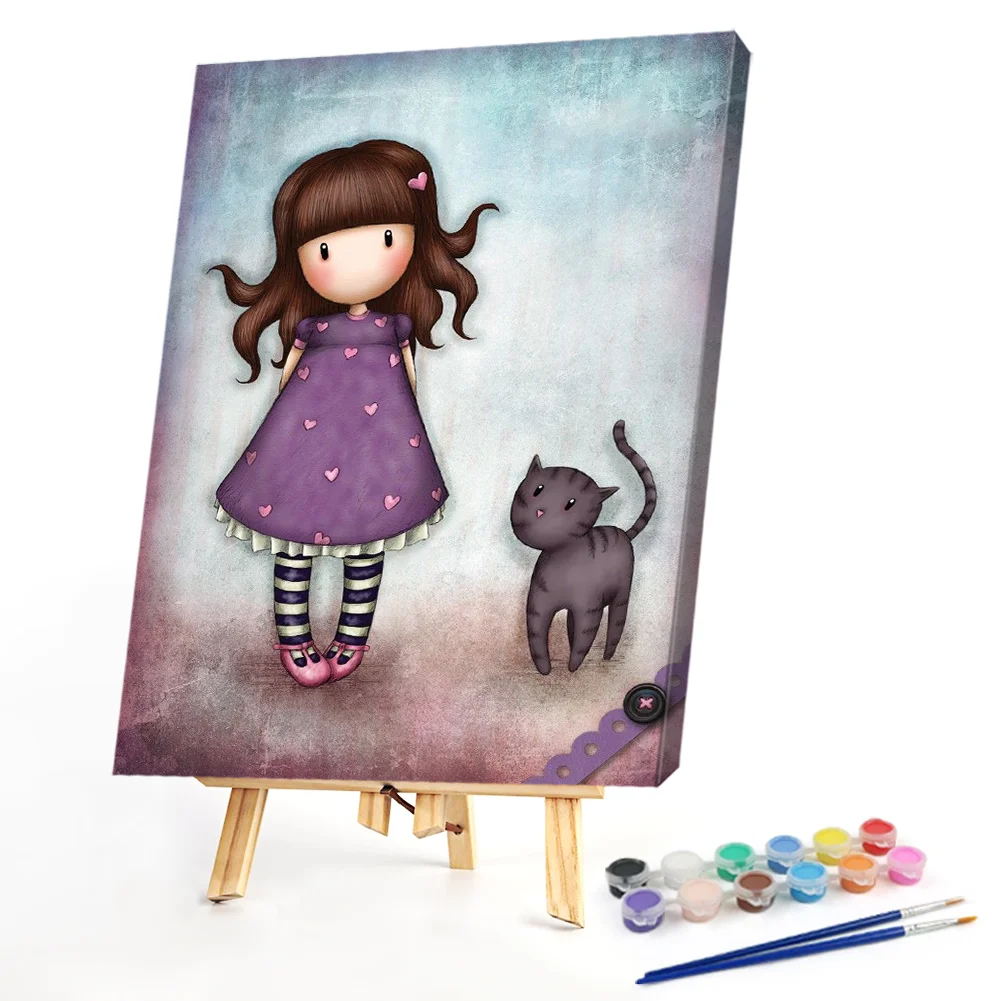Girl And Cat - Paint By Numbers(50*40CM)