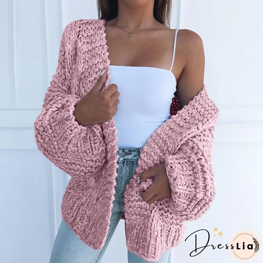 Long-Sleeved Plush Loose Plus Size Knit Sweater With Outer Top