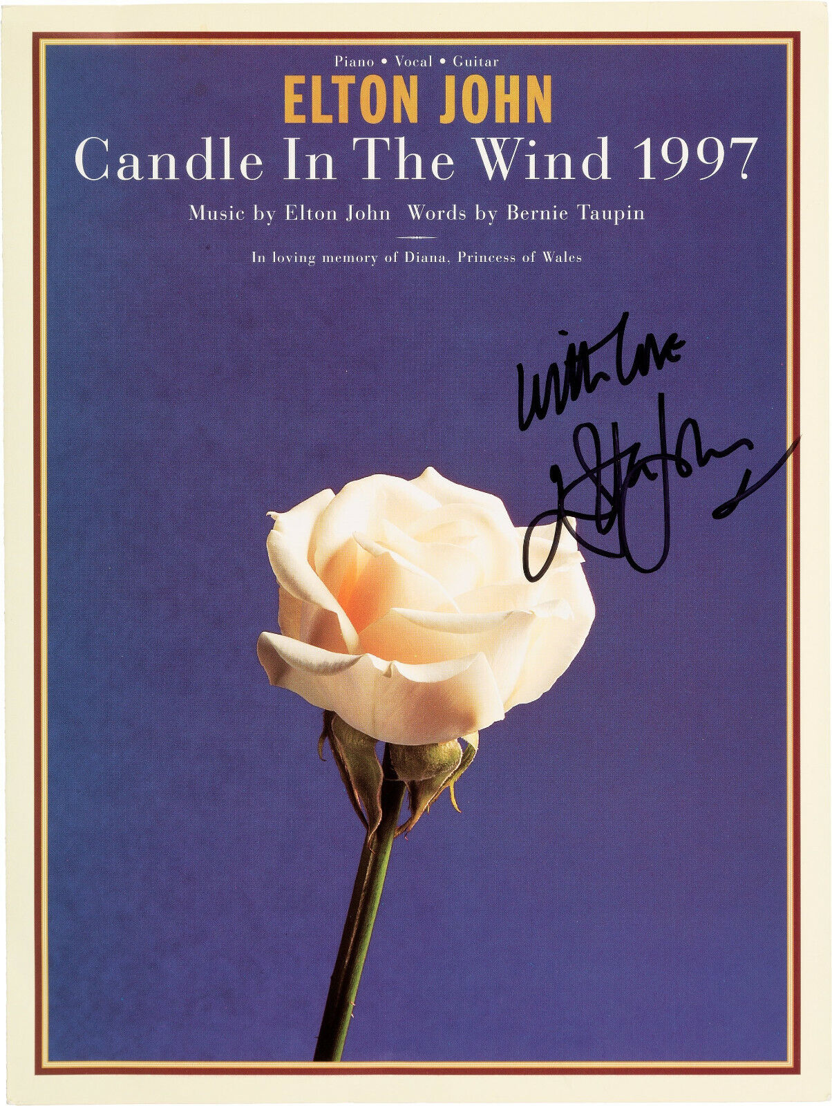 ELTON JOHN Signed 'Candle In The Wind 1997' Photo Poster paintinggraph - Singer DIANA - preprint