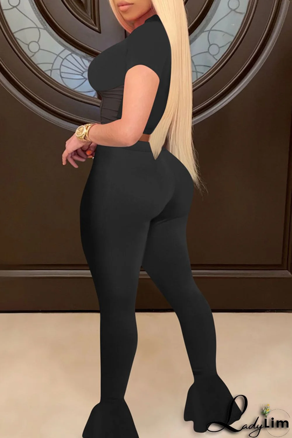 Purple Sexy Solid Patchwork O Neck Short Sleeve Two Pieces