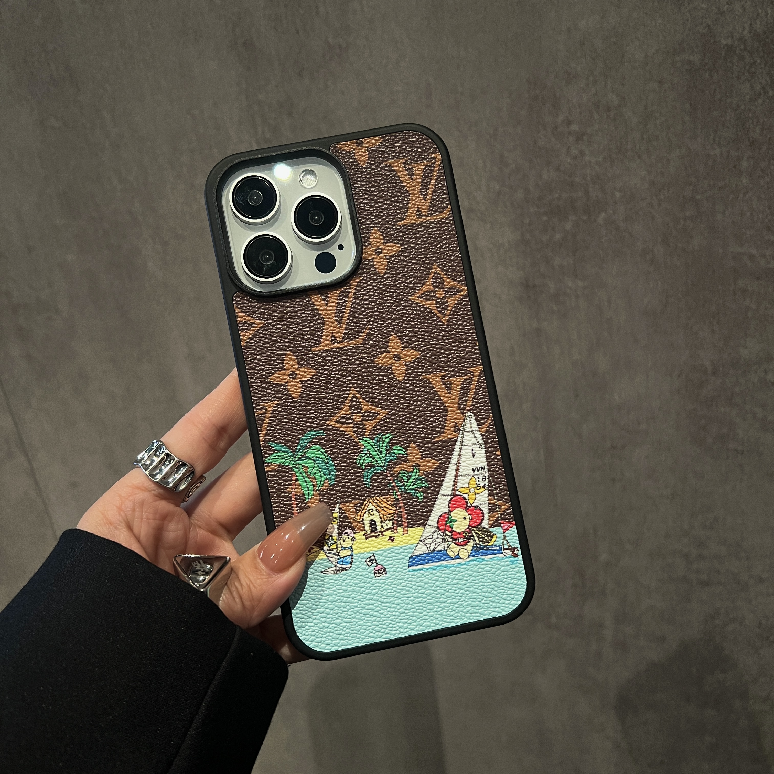 LV Vivian canvas leather Apple iPhone case