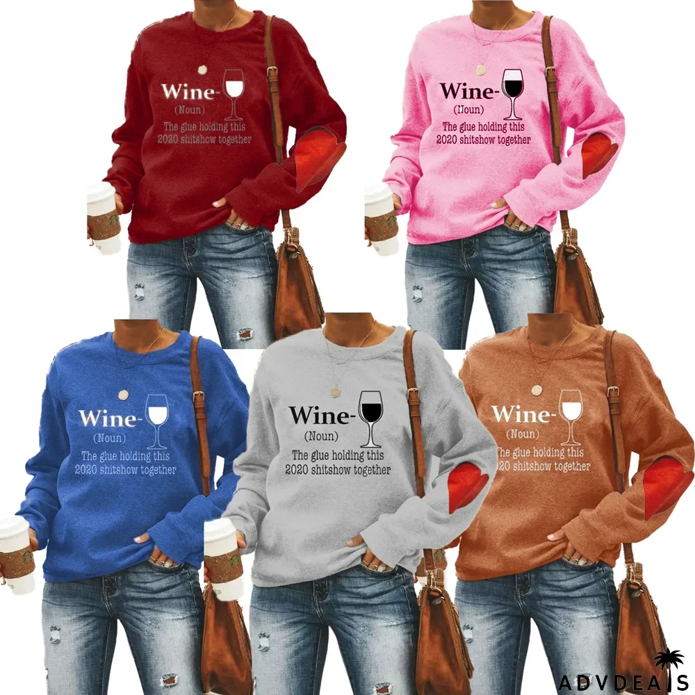 Casual Printed Fleece O Neck Sweatshirt Top