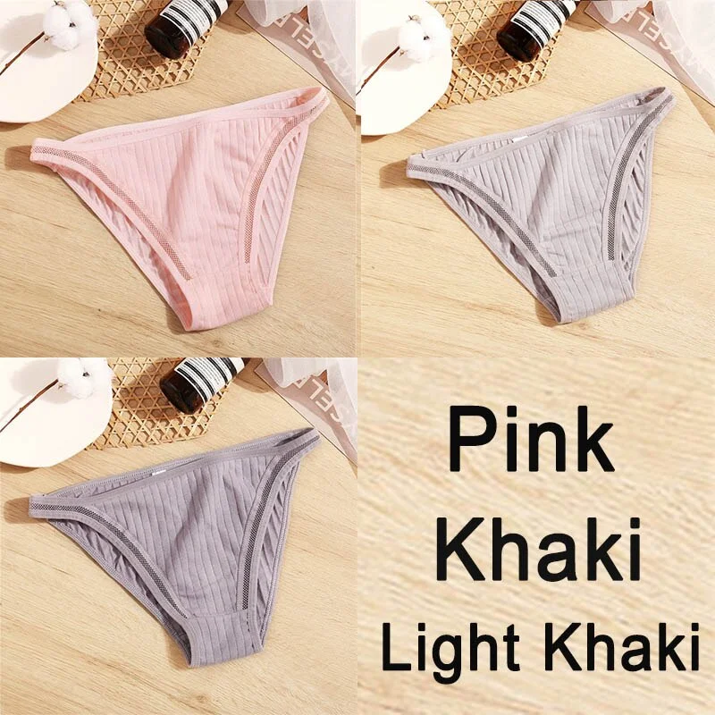 3PCS Sexy Lace Panties Women Underwear Cotton Briefs Female Underpants Solid Color Pantys Hollow Mesh Low Waist Panties Lingerie