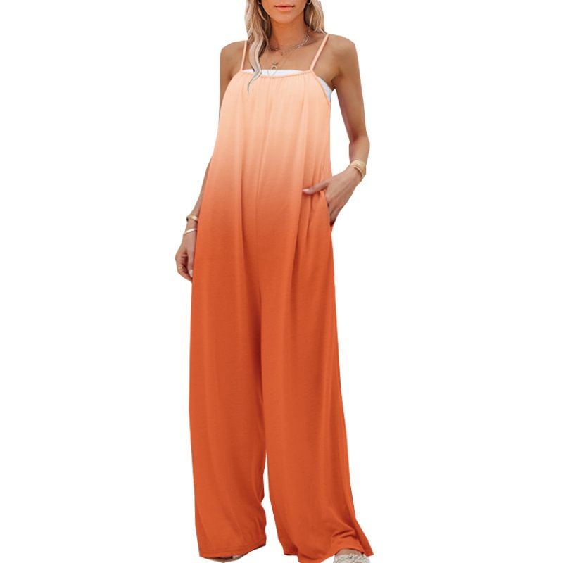 Summer Women's Large Size Casual Loose Sleeveless High Waist Jumpsuit