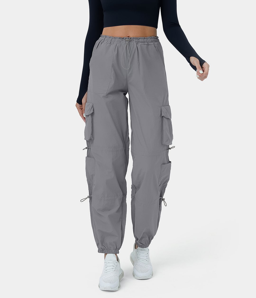 Mid Rise Drawstring Multi Pockets Casual Cargo Joggers