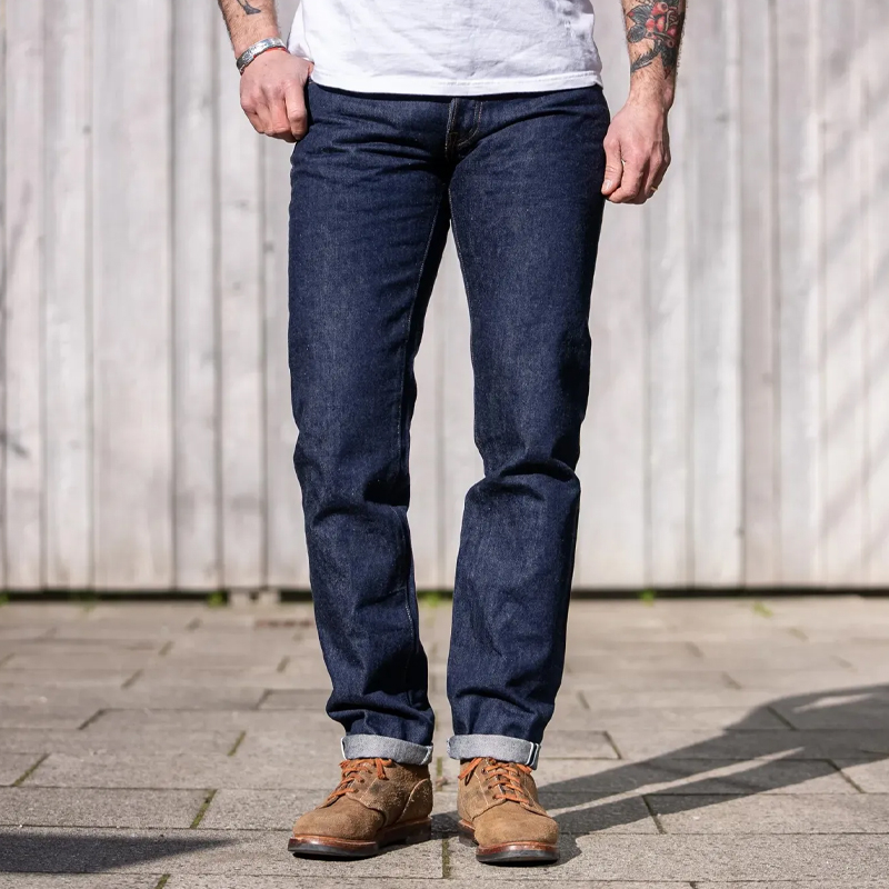 Men's 15oz Natural Indigo Dyed Loose Fit Tapered Jeans