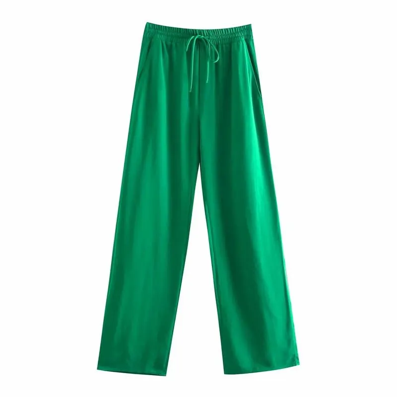 PUWD Casual Woman Green Loose Shirt Suit 2021 Spring Fashion Female Solid Long Sleeve Set Ladie Soft Suits