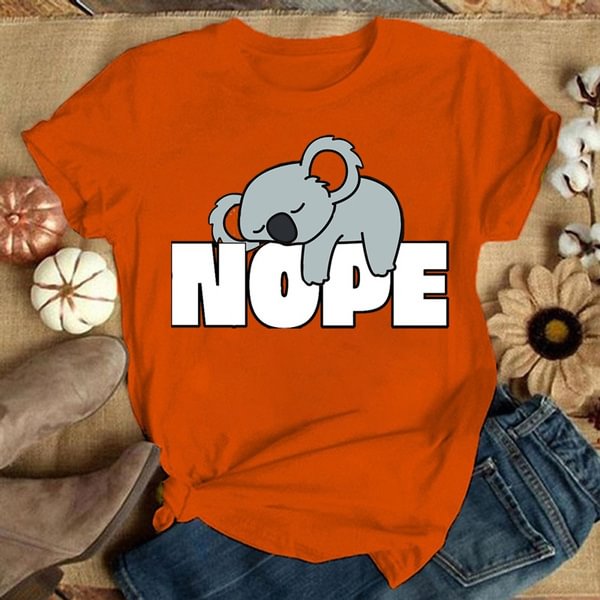 Cool Koala Nope Print T-shirt For Women Summer Fashion Casual T-shirts Short Sleeve Creative Personalized Tops - BlackFridayBuys