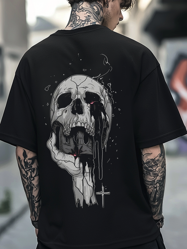 Satanic Skull Devil Street Style Digital 3D Printed Unisex Casual T-shirt