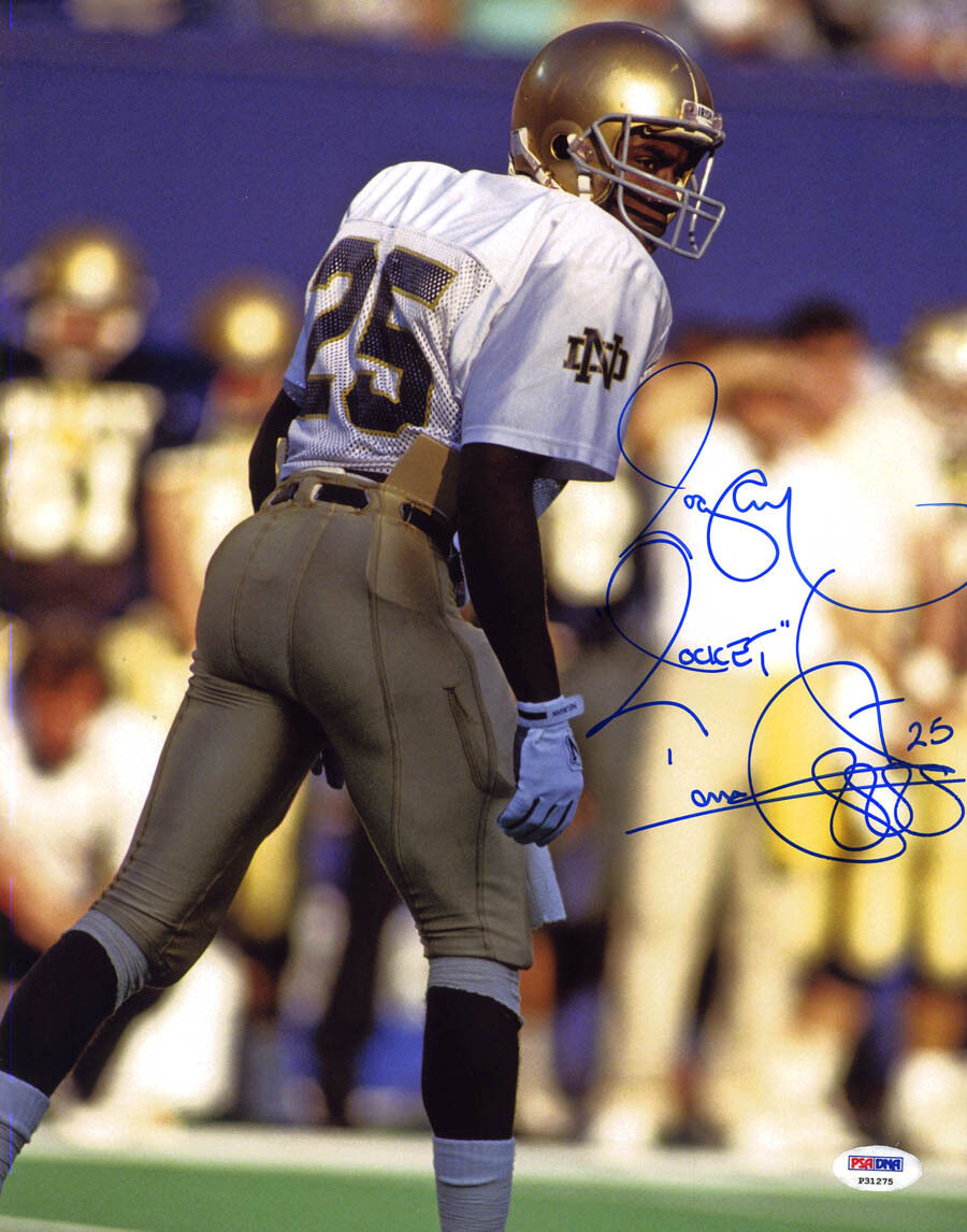 Raghib Rocket Ismail SIGNED 11x14 Photo Poster painting Notre Dame Full Sig PSA/DNA AUTOGRAPHED